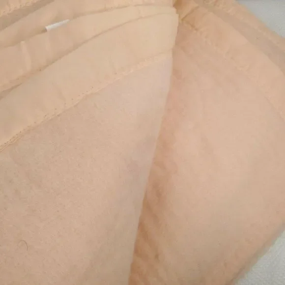 Vintage Pink Peach Satin Edge Blanket Made in USA